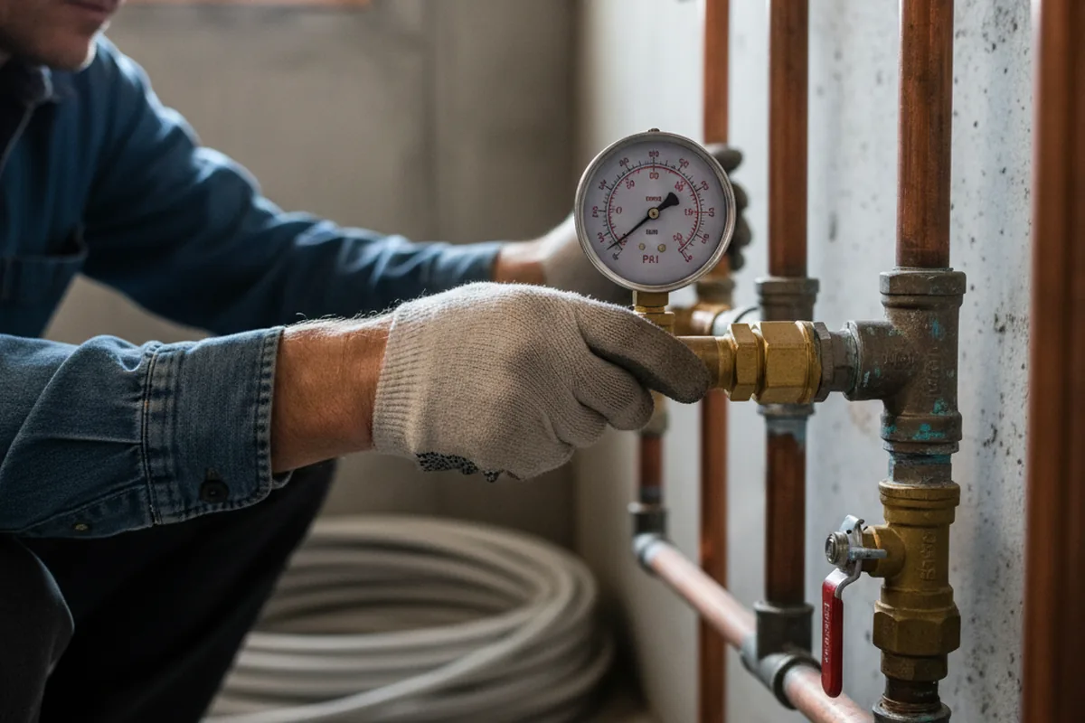 Pressure testing a repaired line during Water Line Repair in Benwood